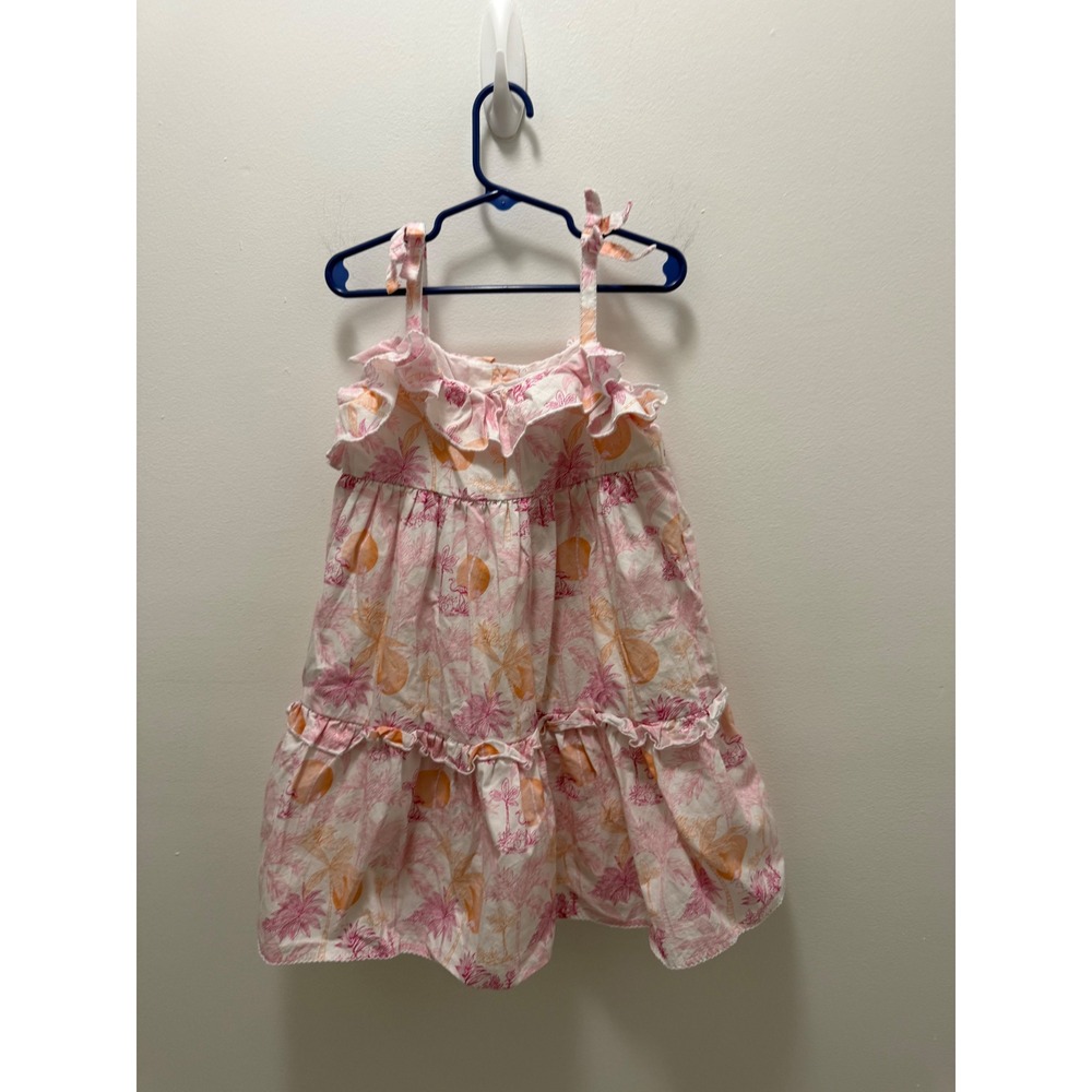 Serena Williams x Janie and Jack Girl Love Pink Tropical Toile Ruffle Dress 6